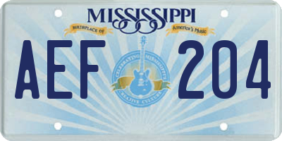 MS license plate AEF204
