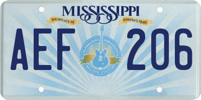 MS license plate AEF206