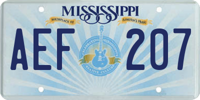 MS license plate AEF207