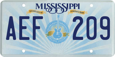 MS license plate AEF209