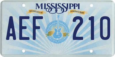 MS license plate AEF210