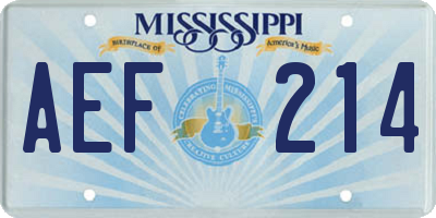 MS license plate AEF214