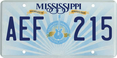 MS license plate AEF215