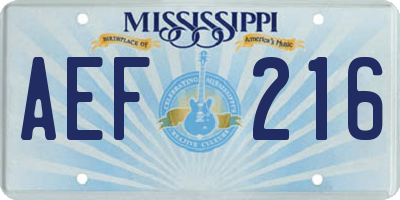 MS license plate AEF216