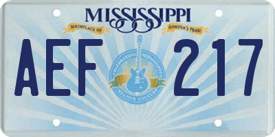 MS license plate AEF217