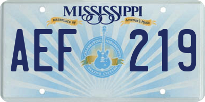 MS license plate AEF219