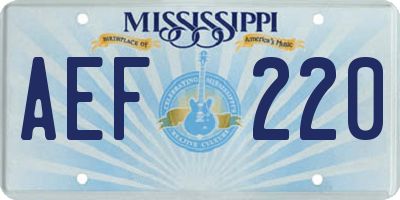MS license plate AEF220