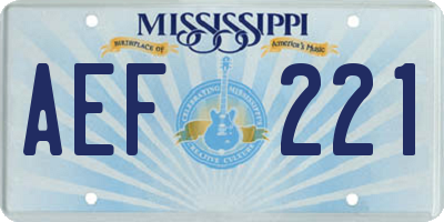 MS license plate AEF221