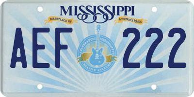 MS license plate AEF222