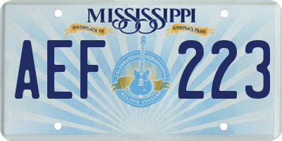 MS license plate AEF223