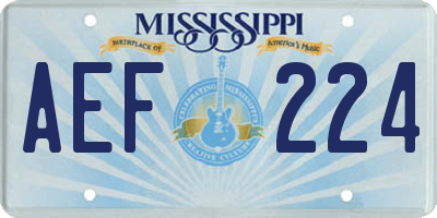 MS license plate AEF224