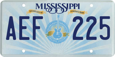 MS license plate AEF225