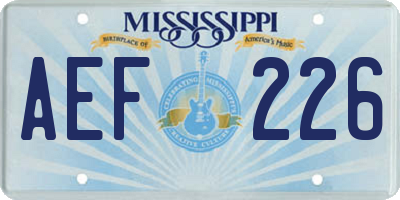MS license plate AEF226