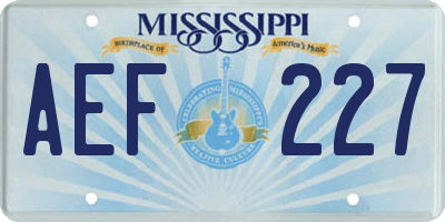 MS license plate AEF227