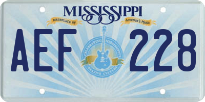 MS license plate AEF228