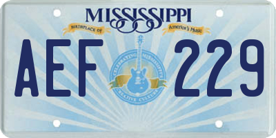 MS license plate AEF229