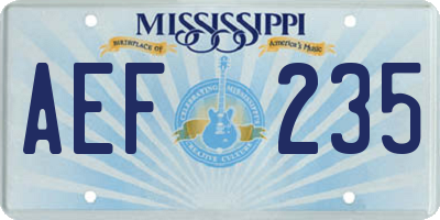 MS license plate AEF235