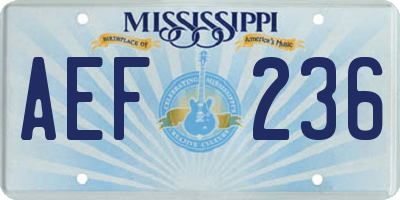 MS license plate AEF236
