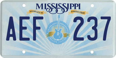MS license plate AEF237