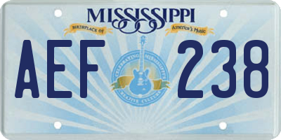 MS license plate AEF238