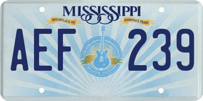 MS license plate AEF239