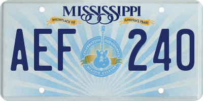 MS license plate AEF240