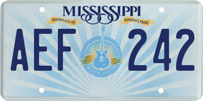 MS license plate AEF242