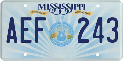 MS license plate AEF243