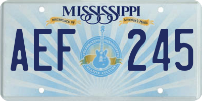 MS license plate AEF245