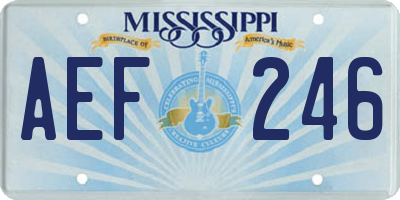 MS license plate AEF246