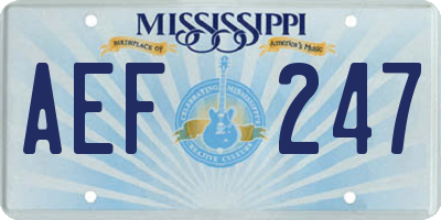 MS license plate AEF247