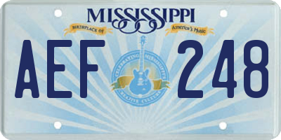 MS license plate AEF248