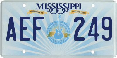 MS license plate AEF249