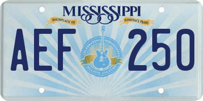 MS license plate AEF250