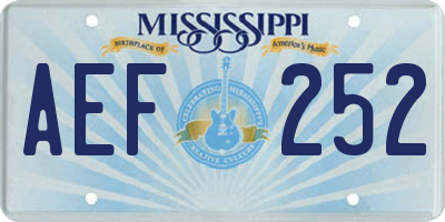 MS license plate AEF252