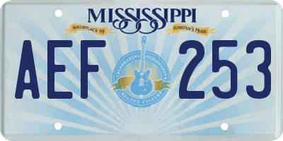 MS license plate AEF253