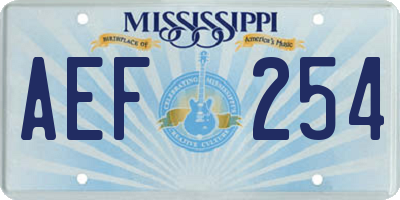 MS license plate AEF254