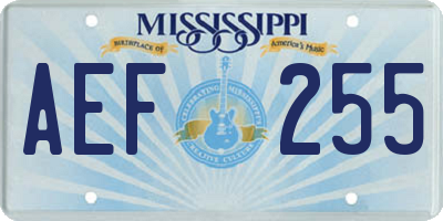 MS license plate AEF255