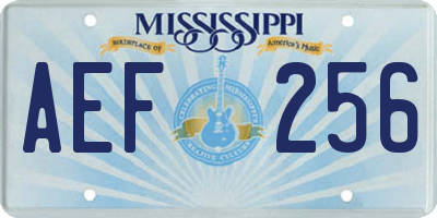 MS license plate AEF256