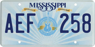 MS license plate AEF258