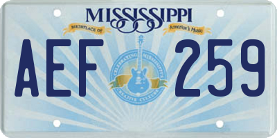 MS license plate AEF259