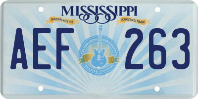 MS license plate AEF263