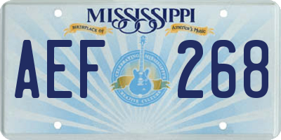 MS license plate AEF268