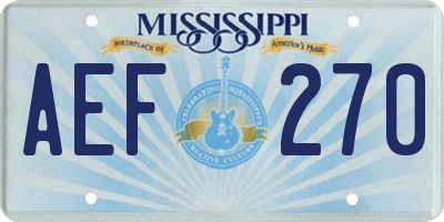 MS license plate AEF270
