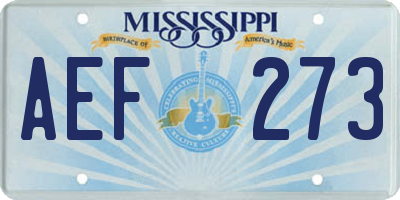 MS license plate AEF273