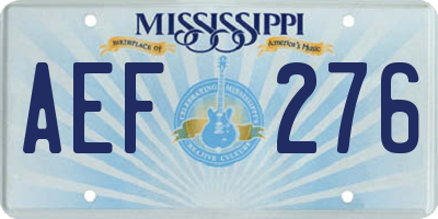 MS license plate AEF276