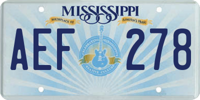 MS license plate AEF278