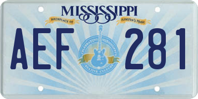MS license plate AEF281