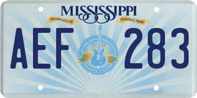 MS license plate AEF283