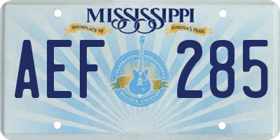 MS license plate AEF285